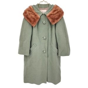 Vintage Maison Blanche 50's A Siaria Cashmere Wool Coat w/ Sable Mink Fur Collar